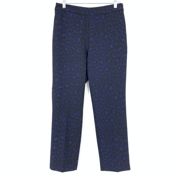 Kate Spade New York Women's Size 6 Leopard Print Side Zip Pants Black/Blue - Picture 2 of 7